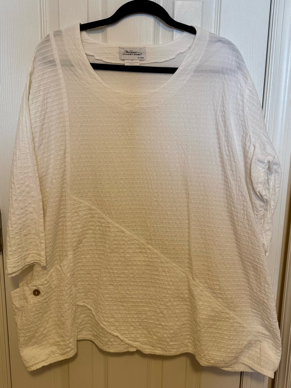 Textured White Cotton Tunic Top